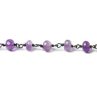 6mm Amethyst faceted rondelle Black Gold Chain by the foot 29 pcs - Beadsofcambay.com