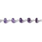6mm Amethyst faceted rondelle Silver Chain by the foot 30 pcs - Beadsofcambay.com