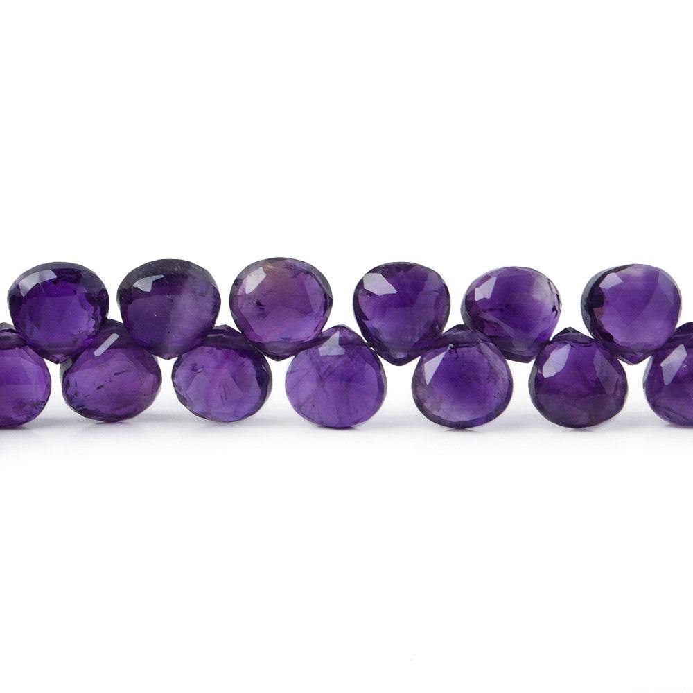 6mm Amethyst Heart Briolettes 8 inch 59 pieces A - Beadsofcambay.com