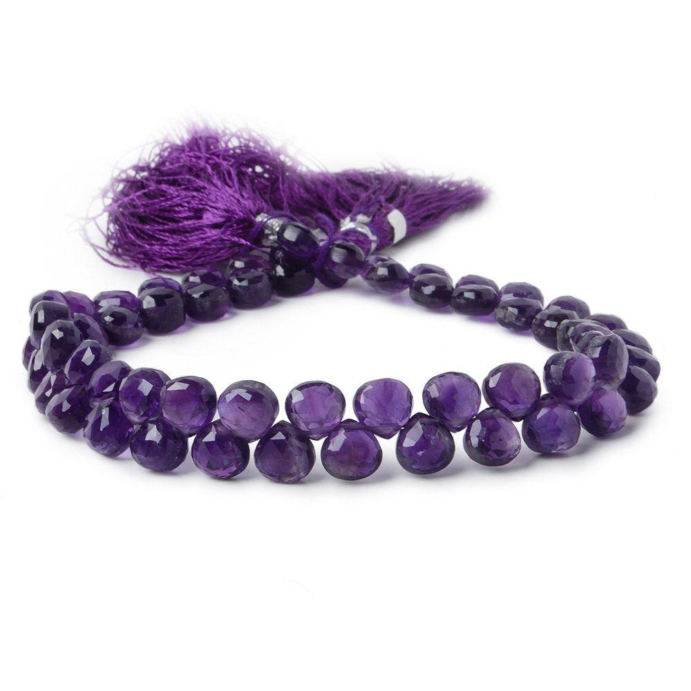 6mm Amethyst Heart Briolettes 8 inch 59 pieces A - Beadsofcambay.com