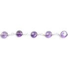 6mm Amethyst plain coin Silver plated Chain by the foot 25 pieces - Beadsofcambay.com