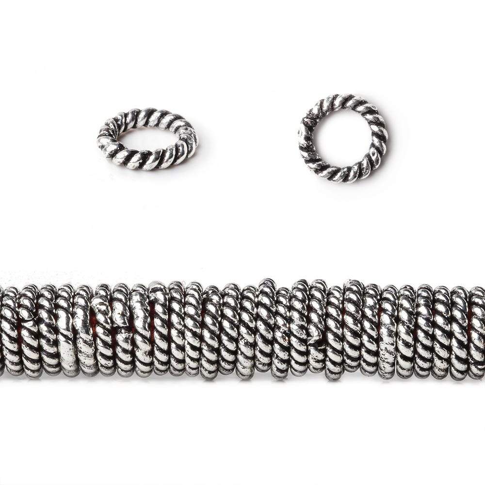 6mm Antiqued Sterling Silver Plated Copper Twisted Jumpring 8 inch 180 pcs - Beadsofcambay.com
