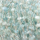 6mm Aquamarine Plain Rondelle Beads on .925 Sterling Silver Chain - Beadsofcambay.com