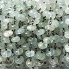 6mm Aquamarine plain rondelle Black Gold .925 Silver Chain by the foot - Beadsofcambay.com