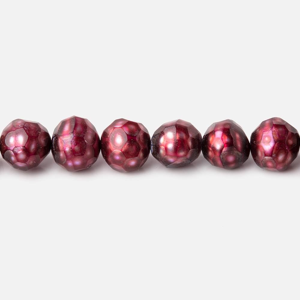 6mm Berry Red Faceted Round Freshwater Pearls 15.5 inch 70 pieces - Beadsofcambay.com