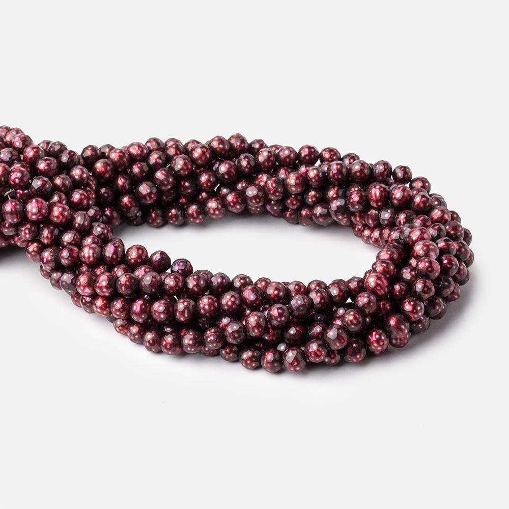 6mm Berry Red Faceted Round Freshwater Pearls 16 inch 70 pieces - Beadsofcambay.com