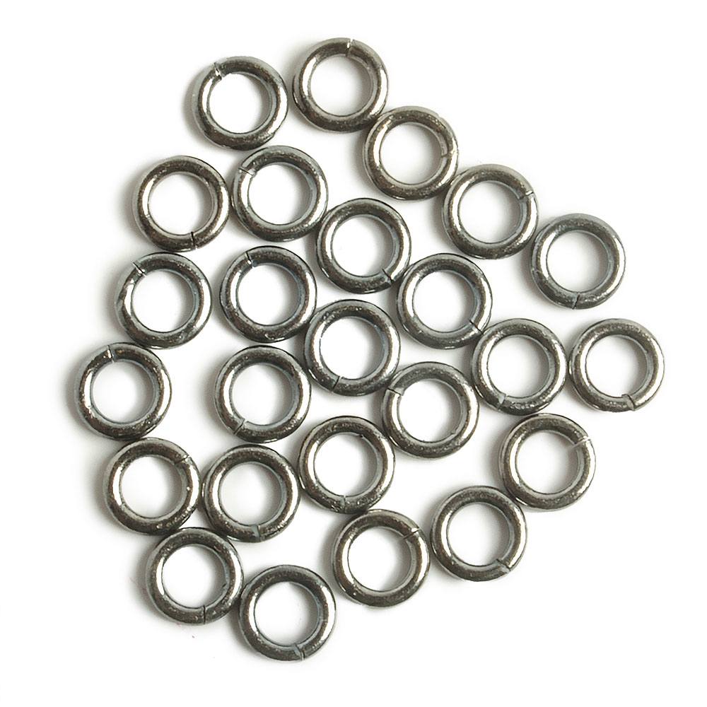 6mm Black Gold plated Sterling Silver Open Plain Jump Ring Set of 25 pieces 16 gauge wire - Beadsofcambay.com