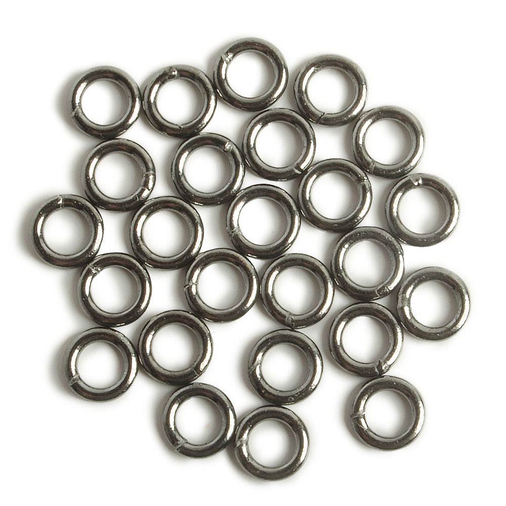 6mm Black Gold plated Sterling Silver Soldered Plain Jump Ring Set of 25 pieces 16 gauge wire - Beadsofcambay.com