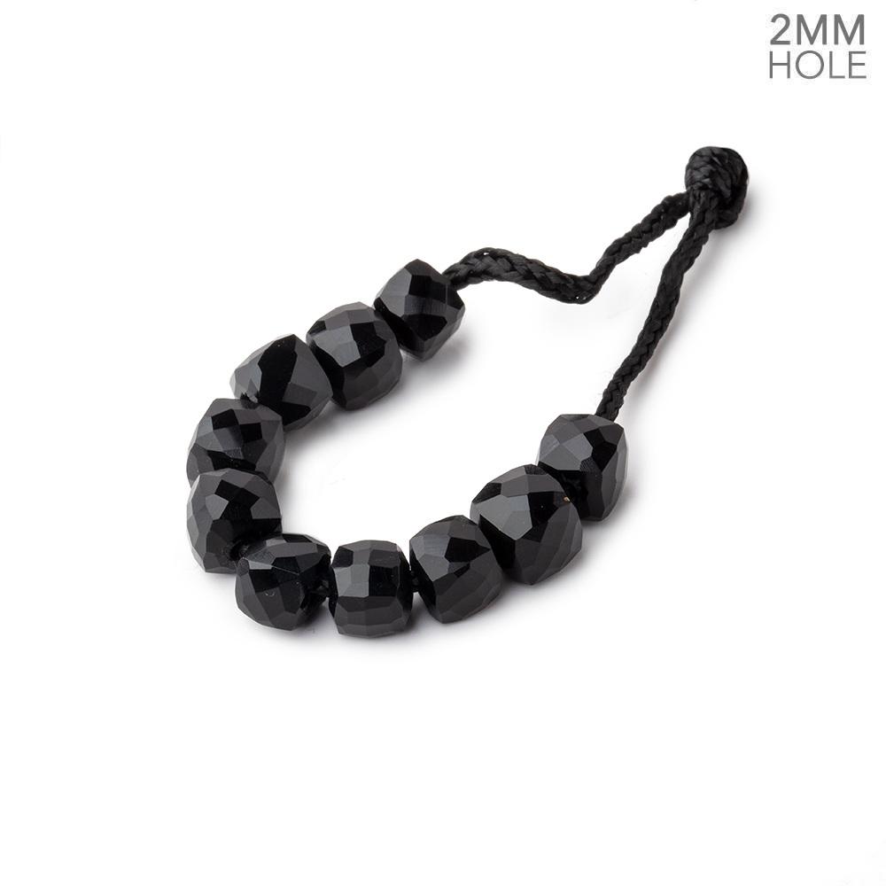 6mm Black Onyx 2mm Large Hole Faceted Cube Beads Set of 10 - Beadsofcambay.com