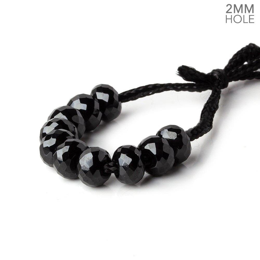 6mm Black Onyx 2mm Large Hole Faceted Rondelle Set of 10 Beads - Beadsofcambay.com