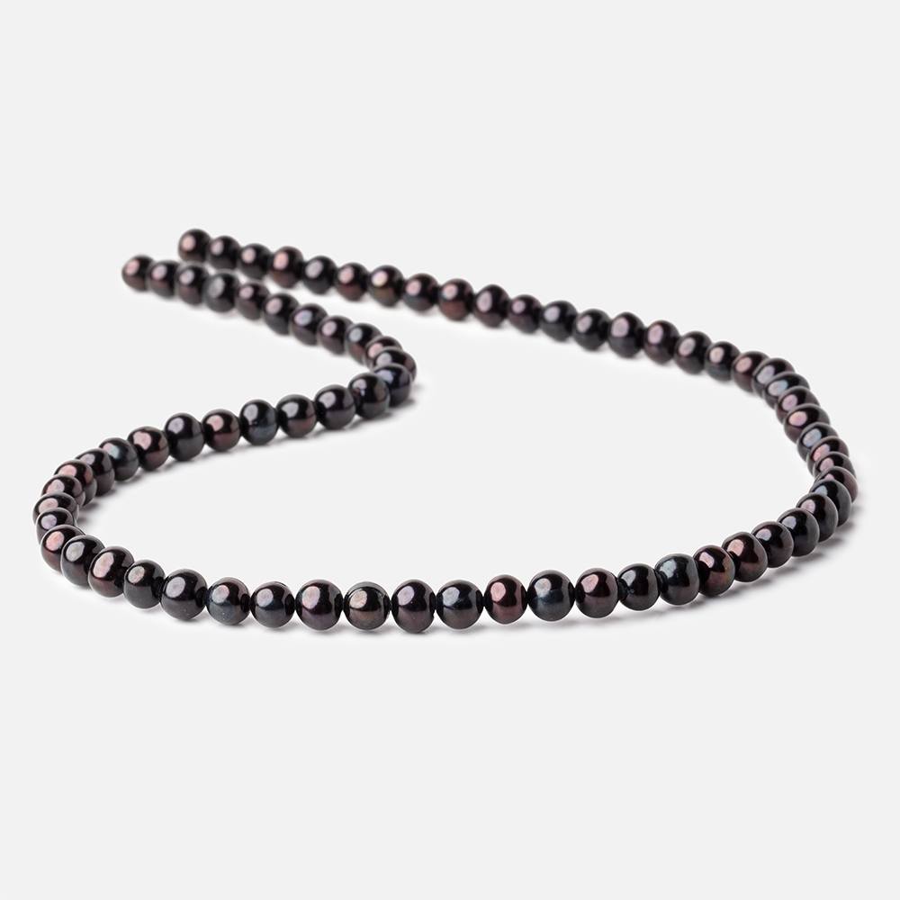 6x5mm Black Side Drilled Off Round Freshwater Pearl Beads 15 inch 72 pieces - Beadsofcambay.com