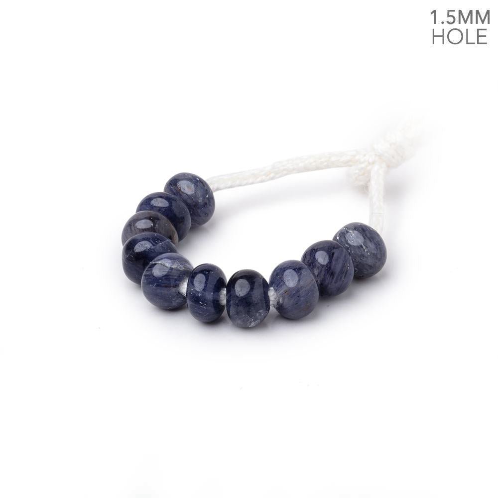 6mm Blue Aventurine 1.5mm Large Hole Plain Rondelle Set of 10 - Beadsofcambay.com