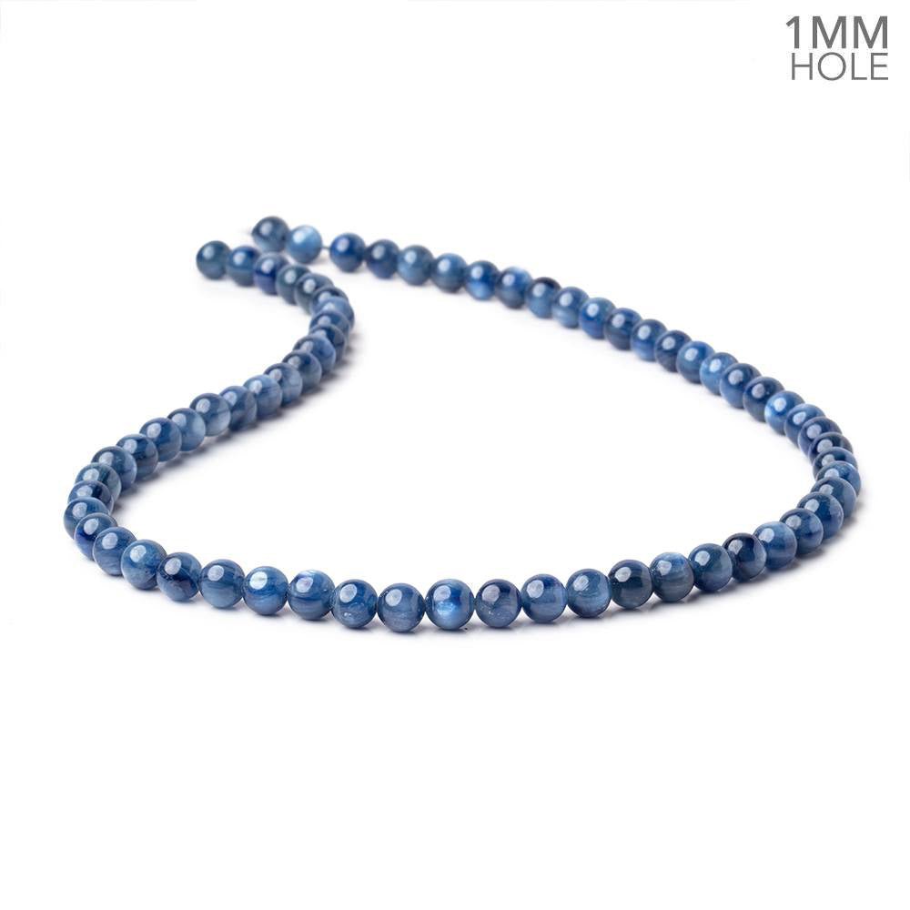 6mm Blue Kyanite Plain Round Beads 15.75 inch 67 pieces A 1mm hole - Beadsofcambay.com