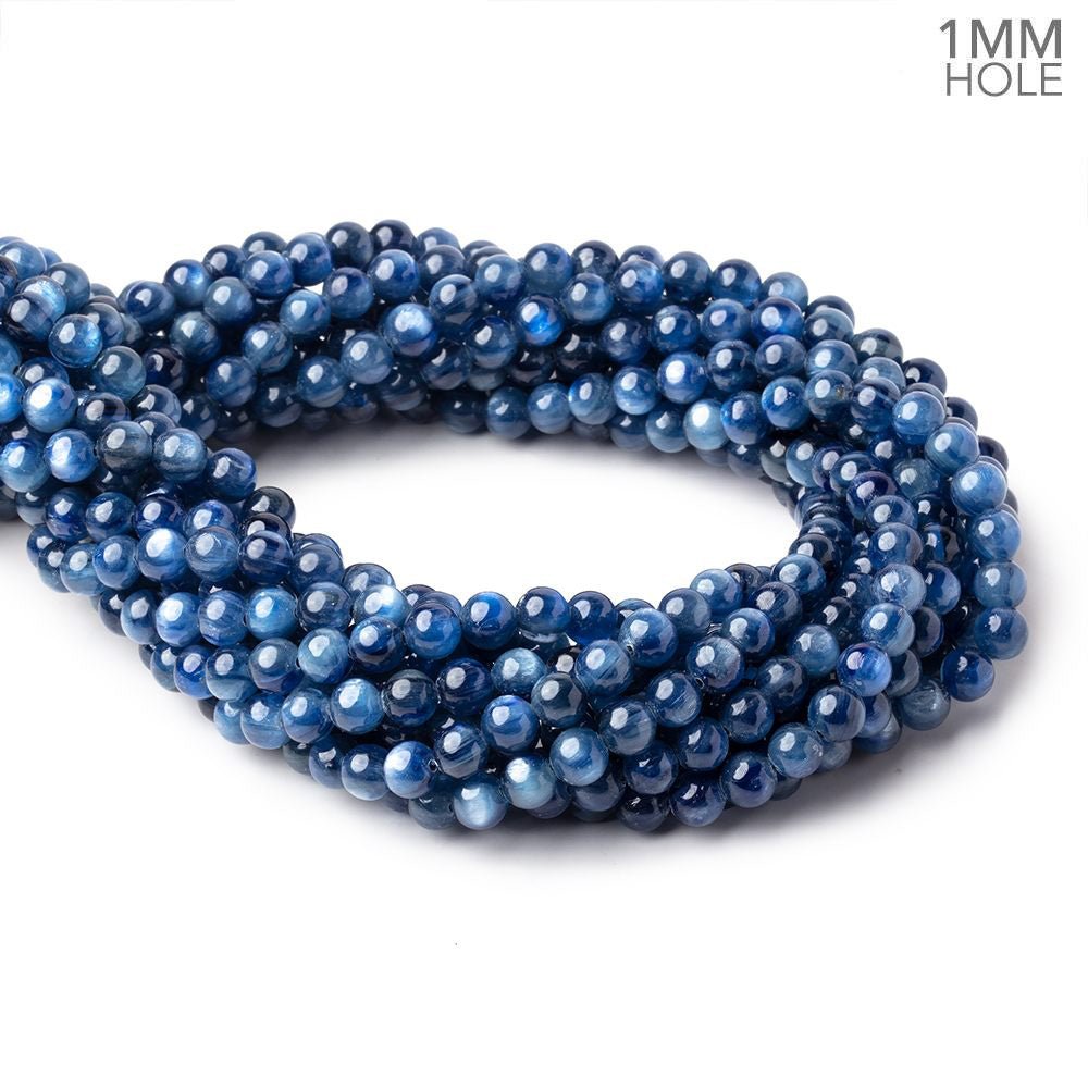 6mm Blue Kyanite Plain Round Beads 15.75 inch 67 pieces A 1mm hole - Beadsofcambay.com
