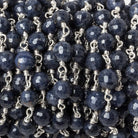 6mm Blue Sapphire faceted round Sterling Silver .925 Chain by the foot 26 beads - Beadsofcambay.com