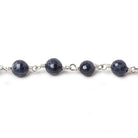 6mm Blue Sapphire faceted round Sterling Silver .925 Chain by the foot 26 beads - Beadsofcambay.com