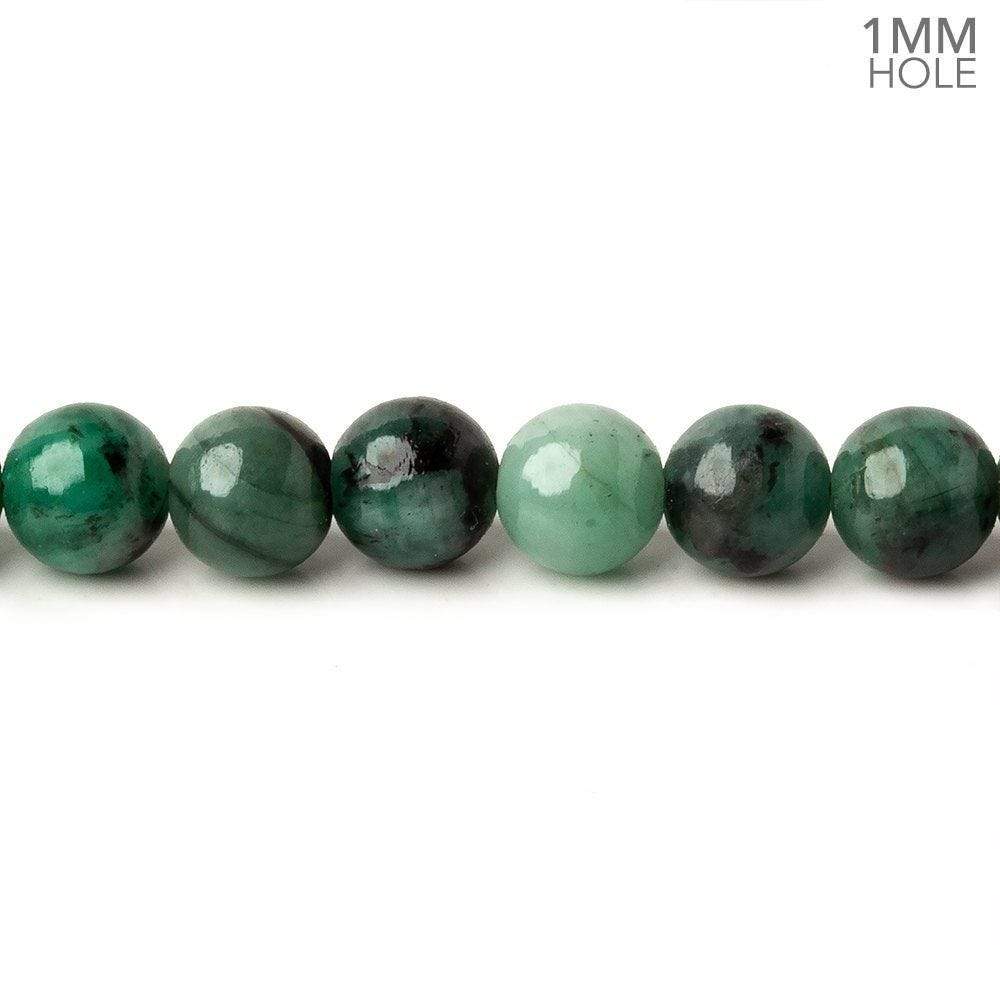 6mm Brazilian Emerald Plain Round Beads 16 inch 68 pieces 1mm Hole - Beadsofcambay.com