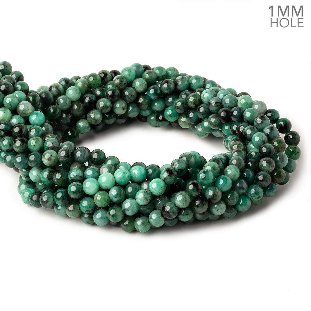 6mm Brazilian Emerald Plain Round Beads 16 inch 68 pieces 1mm Hole - Beadsofcambay.com
