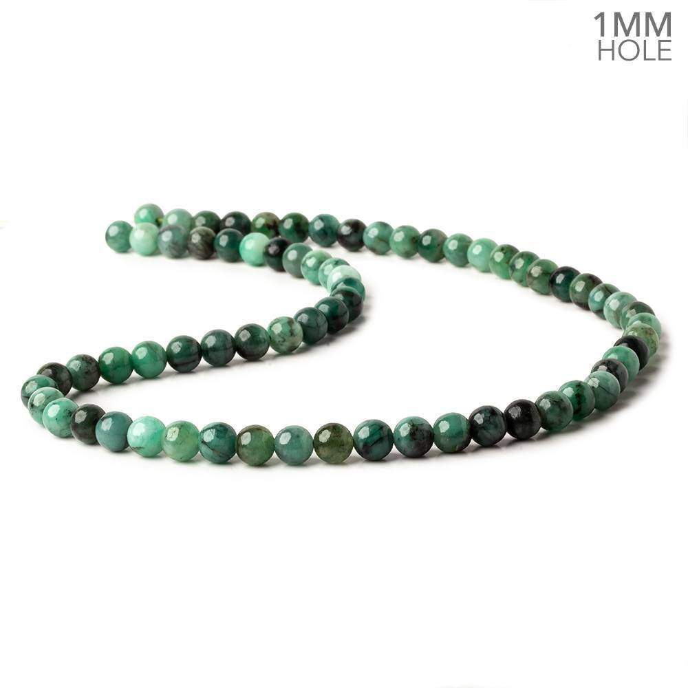6mm Brazilian Emerald Plain Round Beads 16 inch 68 pieces 1mm Hole - Beadsofcambay.com