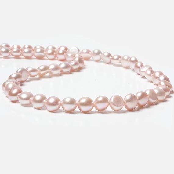 6mm Bridal Pale Peach Button Freshwater Pearls 15.5 inch 65 pieces - Beadsofcambay.com