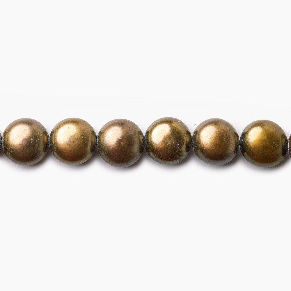 6mm Bronze Button Freshwater Pearl 16 inch - Beadsofcambay.com