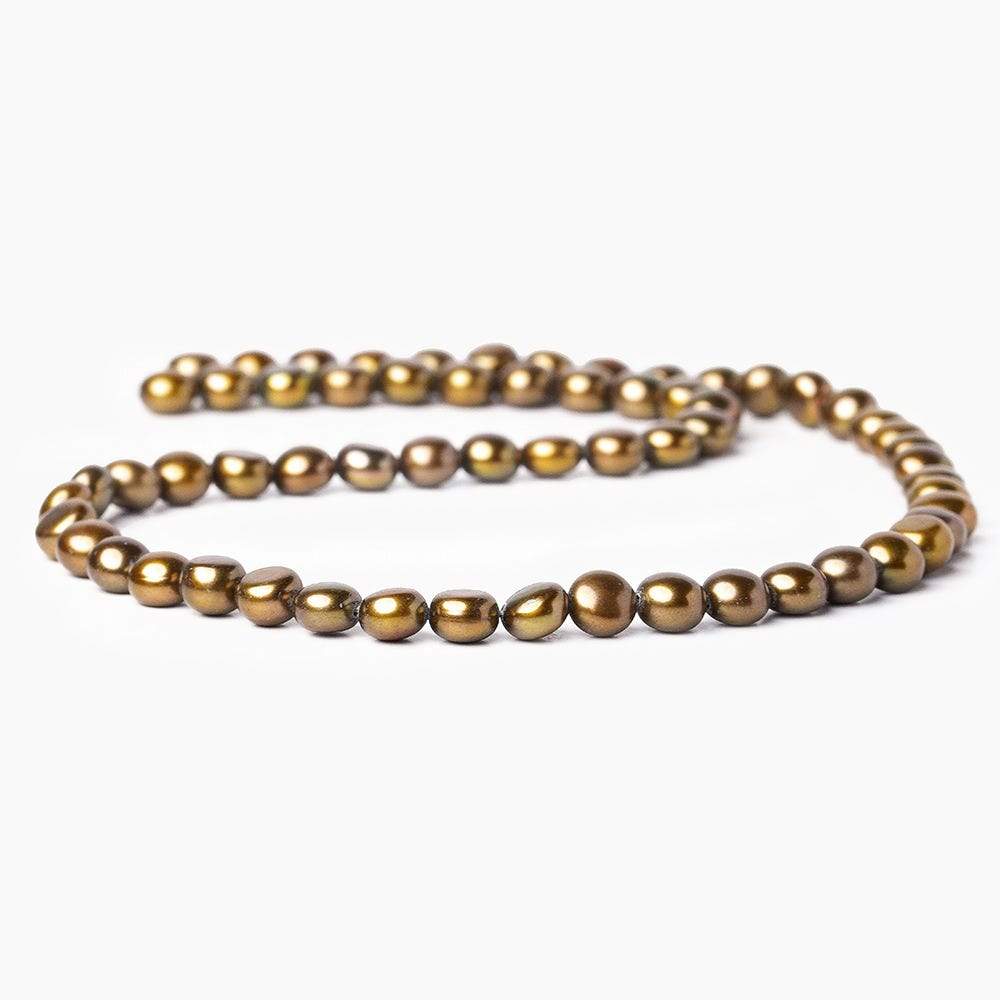 6mm Bronze Button Freshwater Pearl 16 inch - Beadsofcambay.com