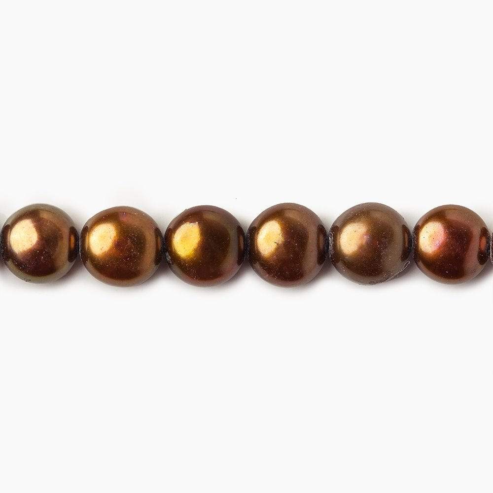 6mm Brown Button Freshwater Pearl Strand - Beadsofcambay.com
