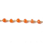 6mm Carnelian faceted rondelle Gold Chain by the foot 30 pcs - Beadsofcambay.com