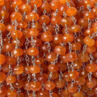 6mm Carnelian faceted rondelle Silver Chain by the foot 30 pcs - Beadsofcambay.com