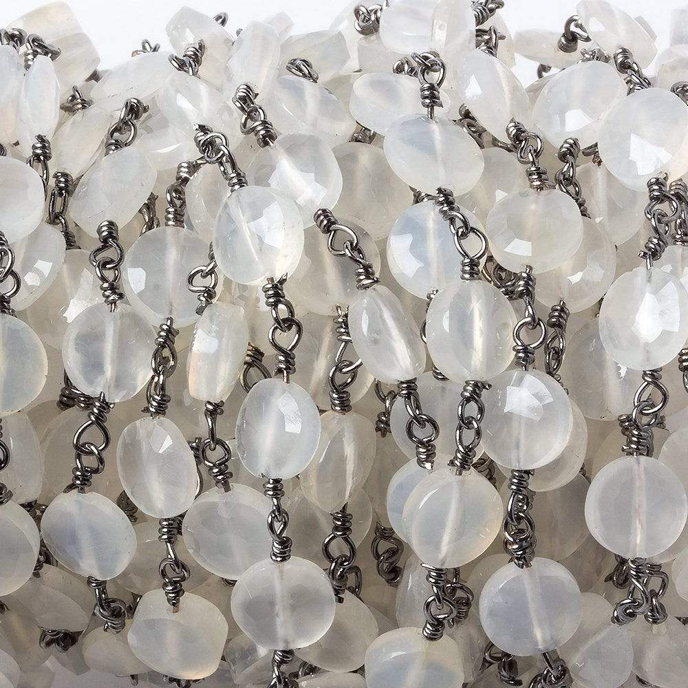 6mm Champagne Chalcedony faceted coin Black Gold Chain by the foot 25 pieces - Beadsofcambay.com