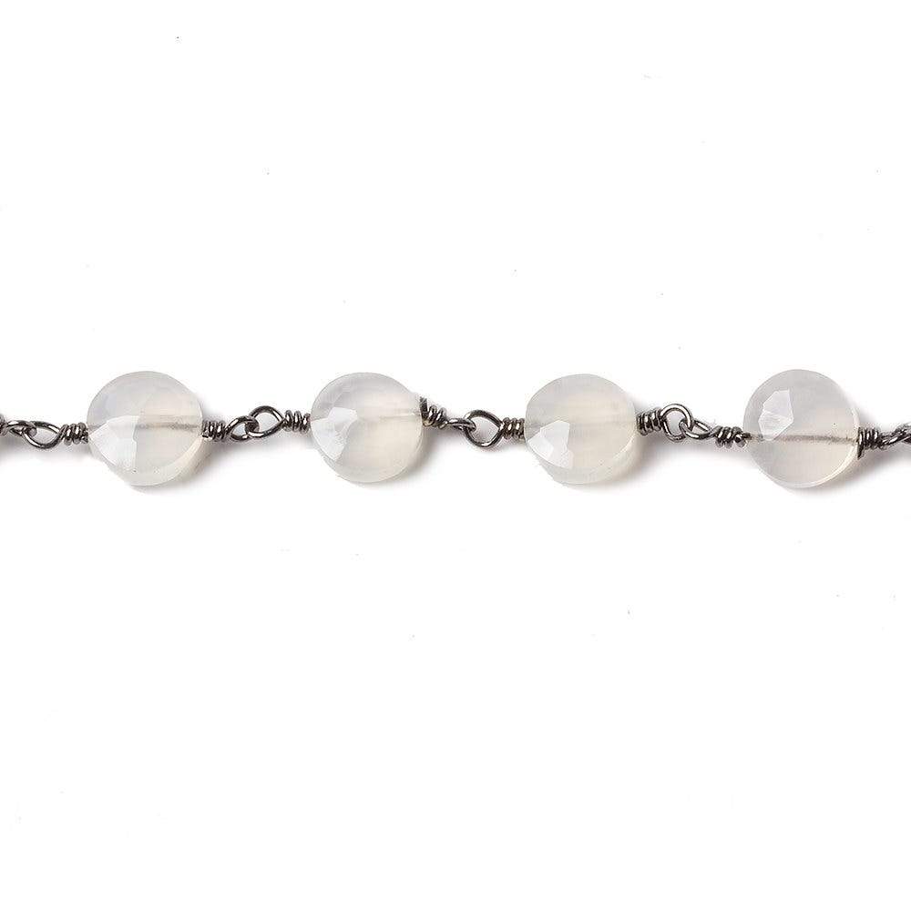 6mm Champagne Chalcedony faceted coin Black Gold Chain by the foot 25 pieces - Beadsofcambay.com