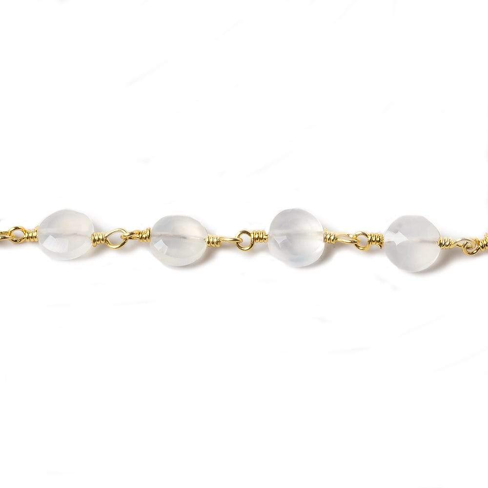 6mm Champagne Chalcedony faceted coin Gold Chain by the foot 25 pieces - Beadsofcambay.com