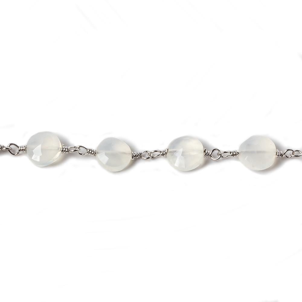 6mm Champagne Chalcedony faceted coin Silver Chain by the foot 25 pieces - Beadsofcambay.com