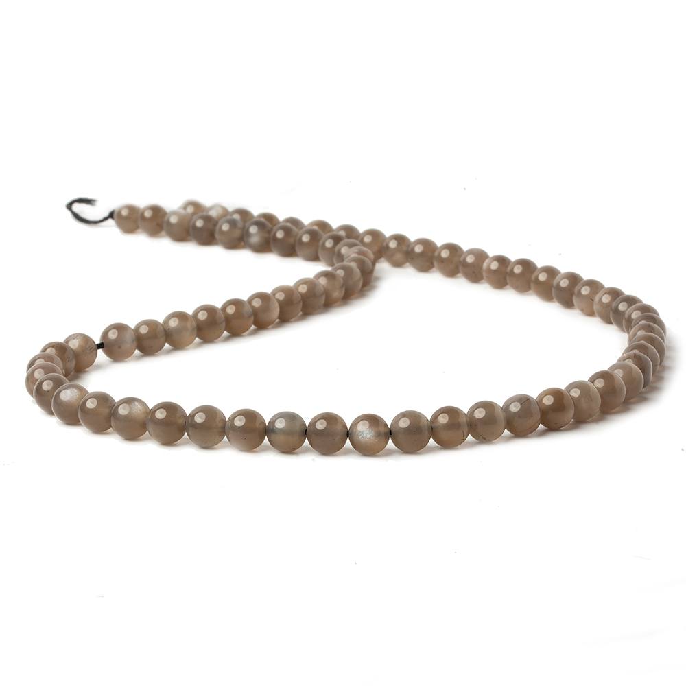 6mm Chocolate Brown Moonstone Plain Rounds 16 inch 69 beads AA - Beadsofcambay.com