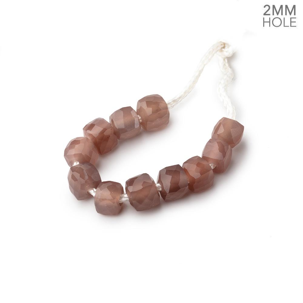 6mm Chocolate Moonstone 2mm Large Hole Faceted Cube Beads Set of 10 - Beadsofcambay.com