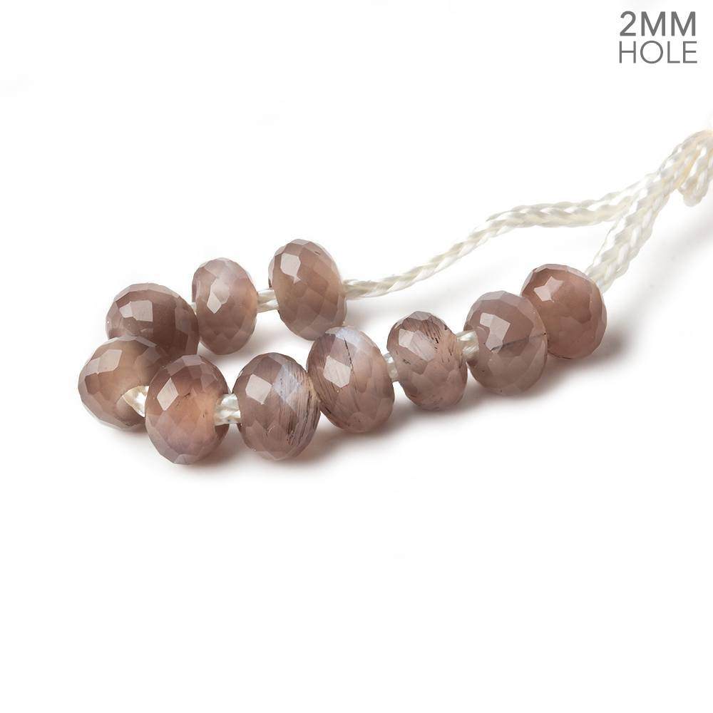 6mm Chocolate Moonstone 2mm Large Hole Faceted Rondelle Set of 10 Beads - Beadsofcambay.com