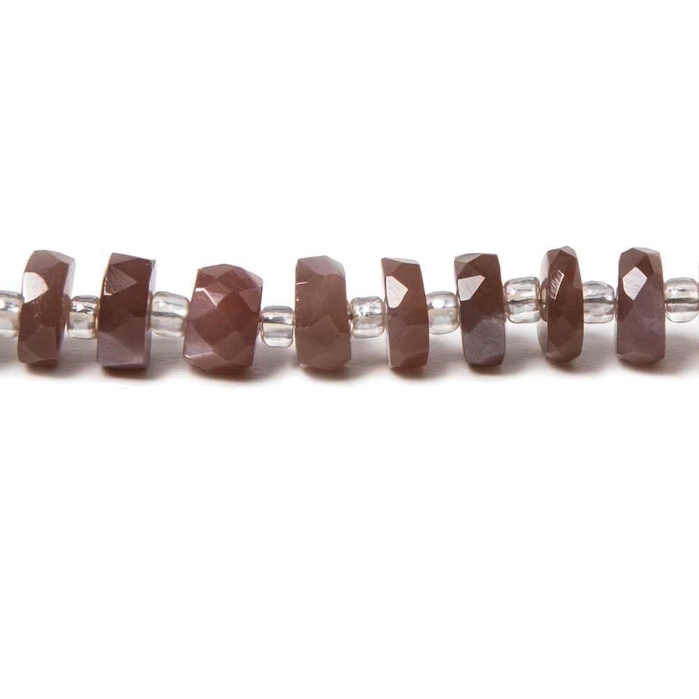 6mm Chocolate Moonstone faceted heshi beads 16 inch 93 pieces - Beadsofcambay.com