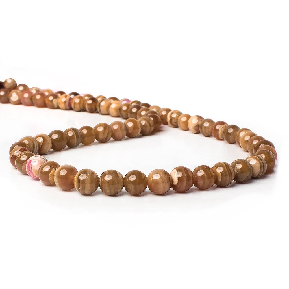 6mm Chocolate Rhodochrosite plain rounds 15.5 inch 63 beads - Beadsofcambay.com