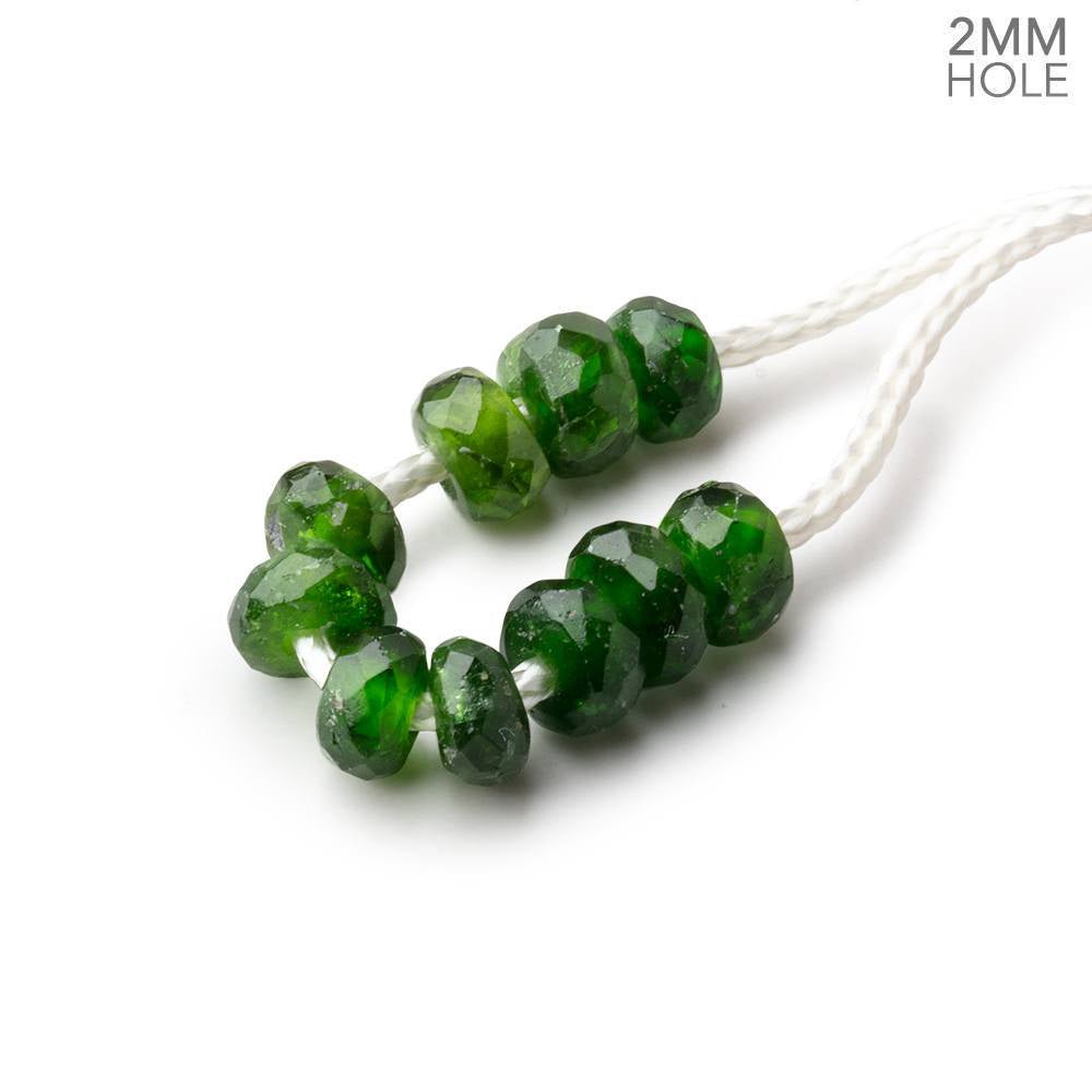 6mm Chrome Diopside 2mm Large Hole Faceted Rondelle Beads Set of 10 - Beadsofcambay.com