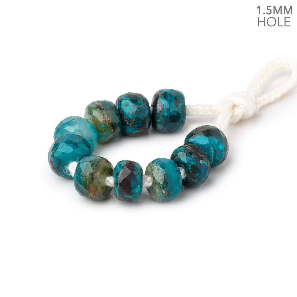 6mm Chrysocolla 1.5mm Large Hole Faceted Rondelle Beads Set of 10 - Beadsofcambay.com