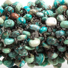 6mm Chrysocolla plain rondelle Black Gold plated Chain by the foot 33 beads - Beadsofcambay.com