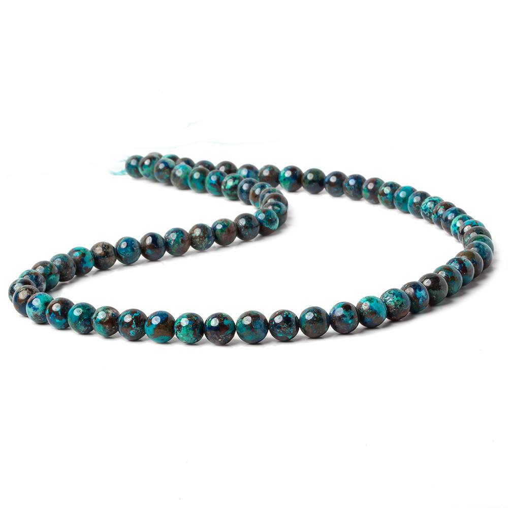 6mm Chrysocolla Plain Rounds 16 inch 68 beads AA - Beadsofcambay.com