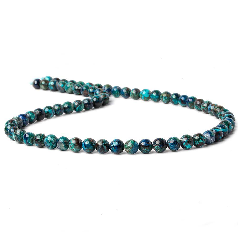 6mm Chrysocolla Plain Rounds 16 inch 68 beads AA - Beadsofcambay.com
