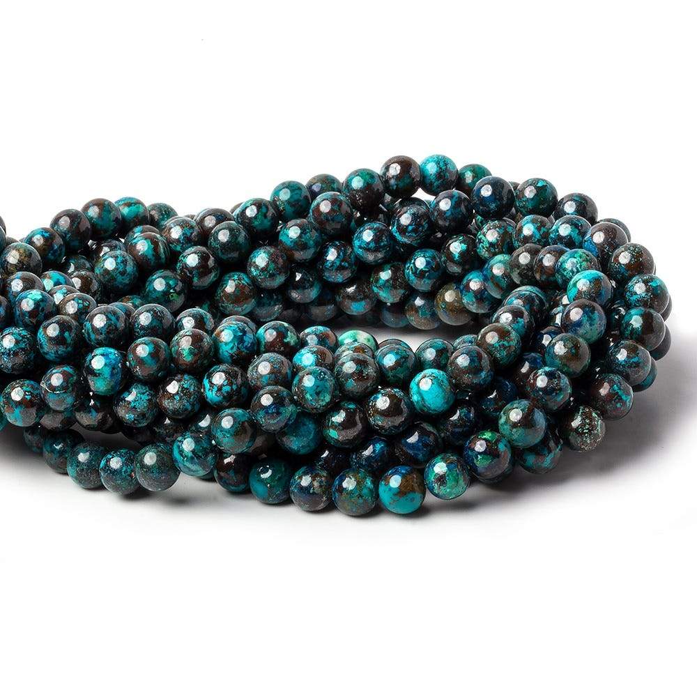 6mm Chrysocolla Plain Rounds 16 inch 68 beads AA - Beadsofcambay.com