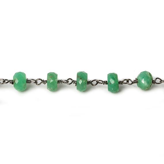 6mm Chrysoprase faceted rondelle Black Gold Chain by the foot 30 pcs - Beadsofcambay.com