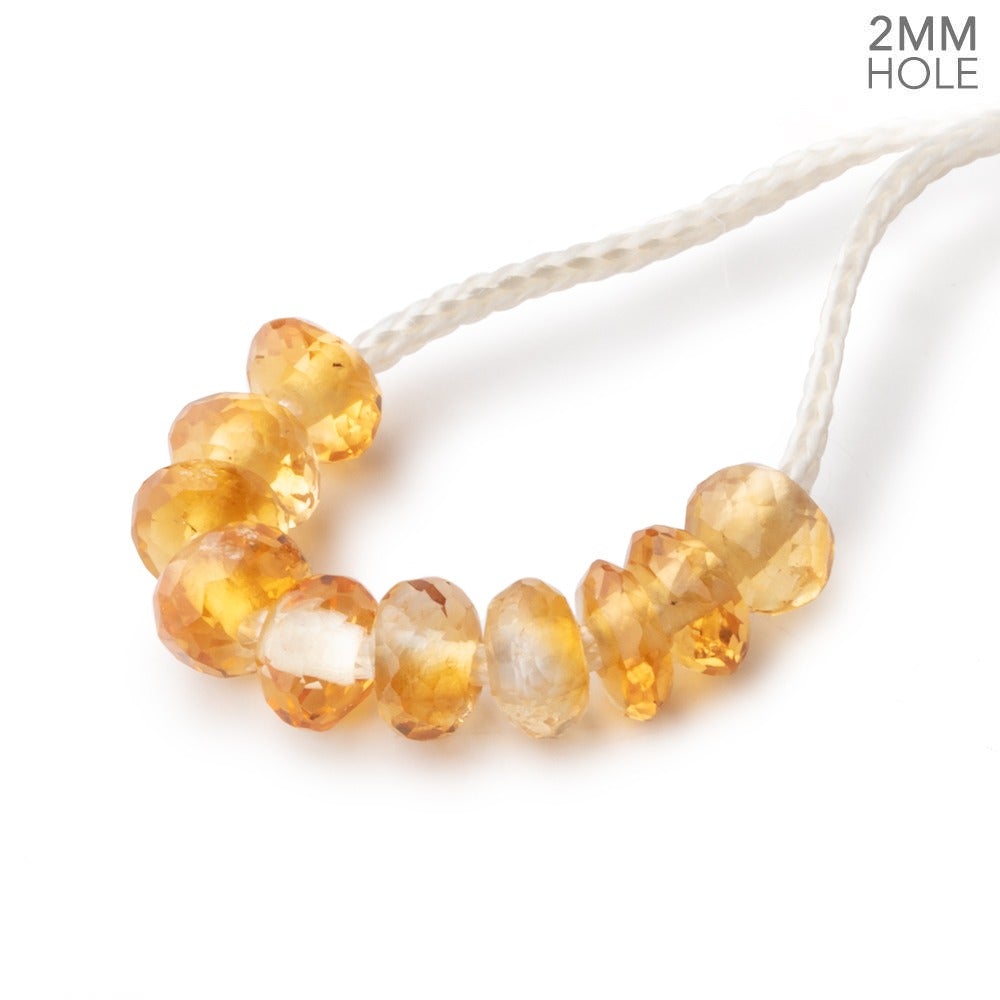 6mm Citrine 2mm Large Hole Faceted Rondelle Bead Set of 10 - Beadsofcambay.com