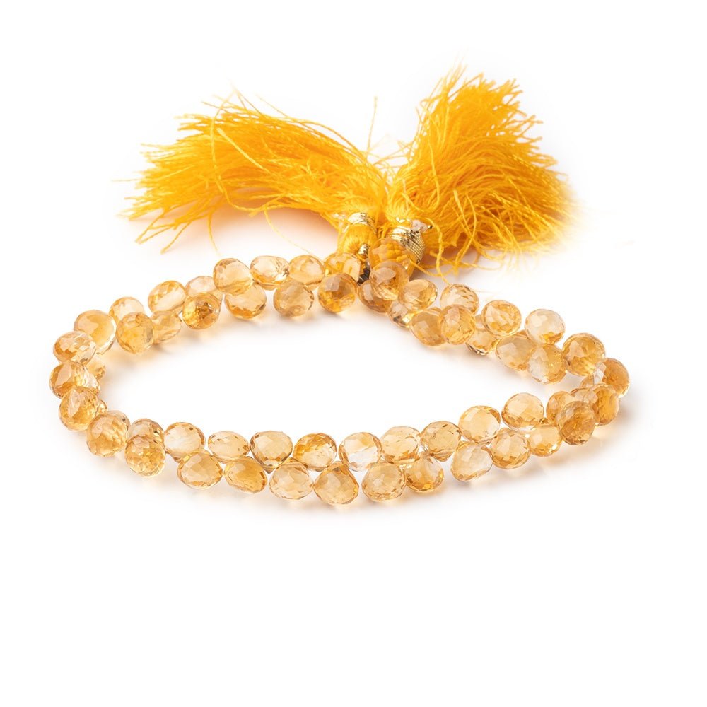 6mm Citrine Faceted Candy Kiss Beads 8 inch 64 pieces - Beadsofcambay.com