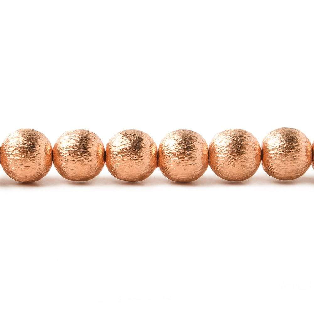 6mm Copper Brushed Round Beads 33 beads 8 inch - Beadsofcambay.com