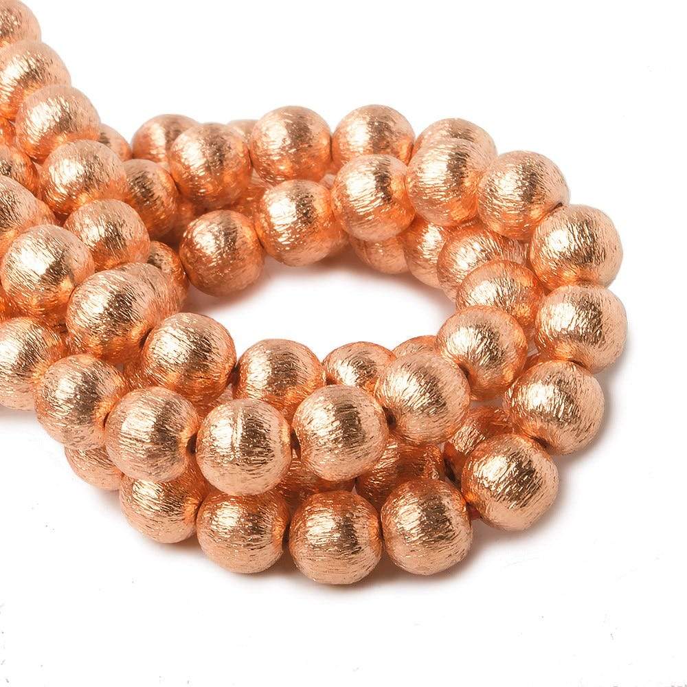 6mm Copper Brushed Round Beads 33 beads 8 inch - Beadsofcambay.com