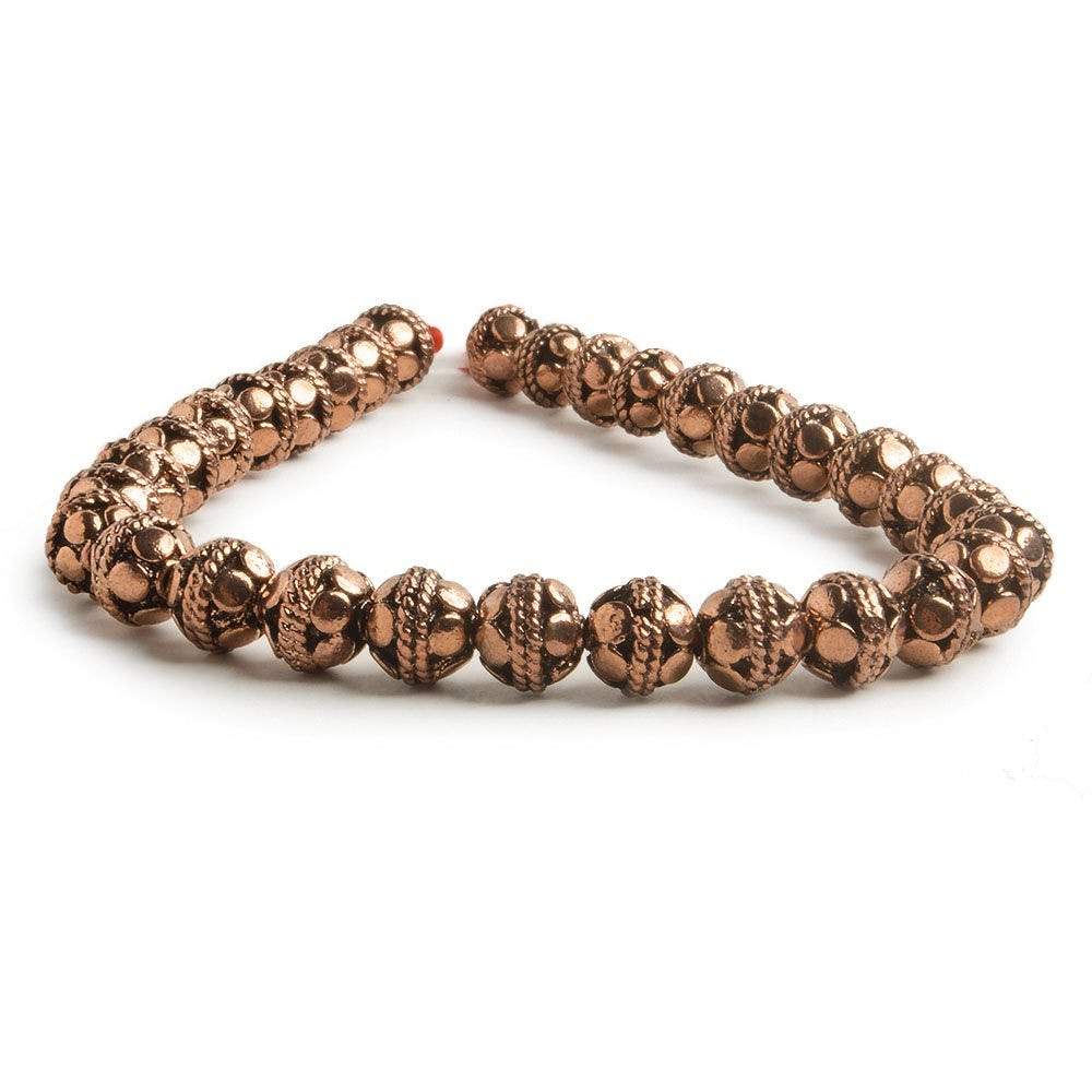 6mm Copper Round Bali Design 8 inch 33 pcs - Beadsofcambay.com